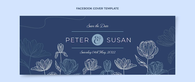 Free vector hand drawn wedding facebook cover