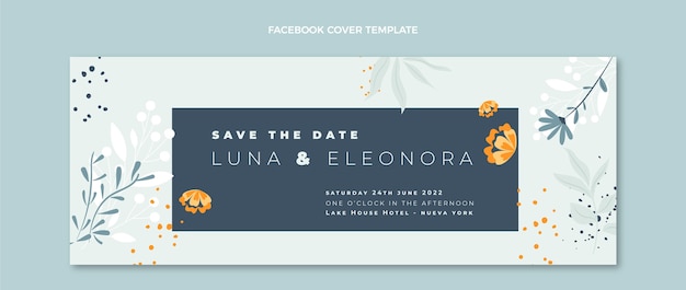 Vettore gratuito copertina facebook di matrimonio disegnata a mano