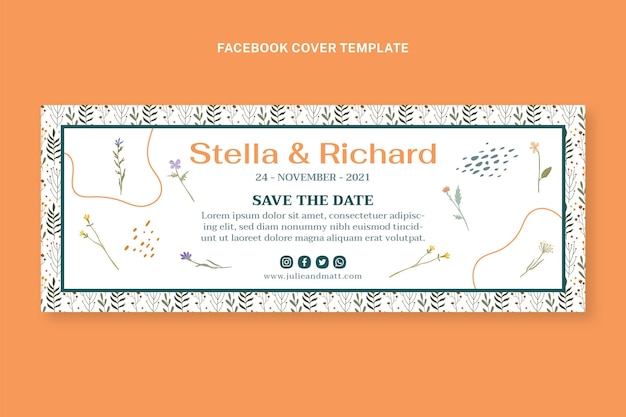 Copertina facebook di matrimonio disegnata a mano