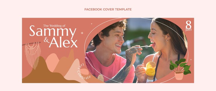 Free Vector hand drawn wedding facebook cover