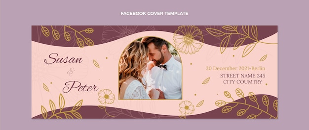 Free vector hand drawn wedding facebook cover