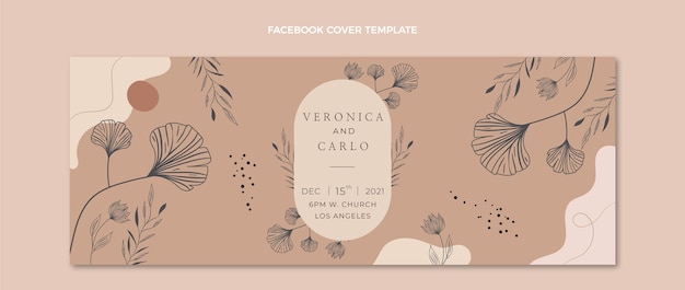 Free vector hand drawn wedding facebook cover