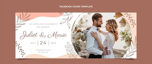 手描きの結婚式のFacebookカバー