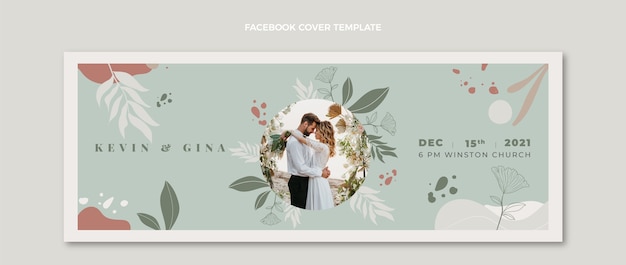 Vettore gratuito copertina facebook di matrimonio disegnata a mano