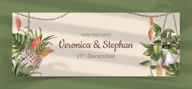 Hand drawn wedding facebook cover