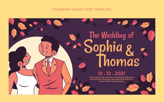 Free vector hand drawn wedding facebook post template