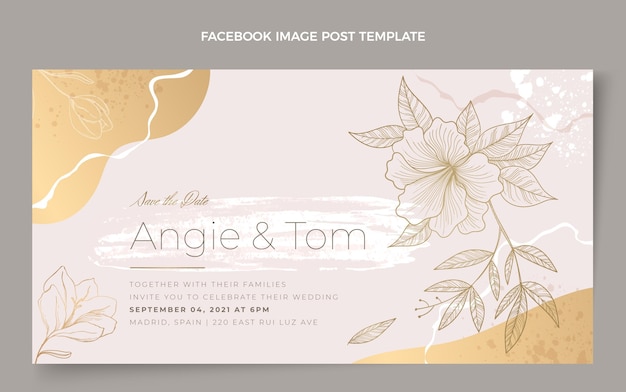 Free vector hand drawn wedding facebook post