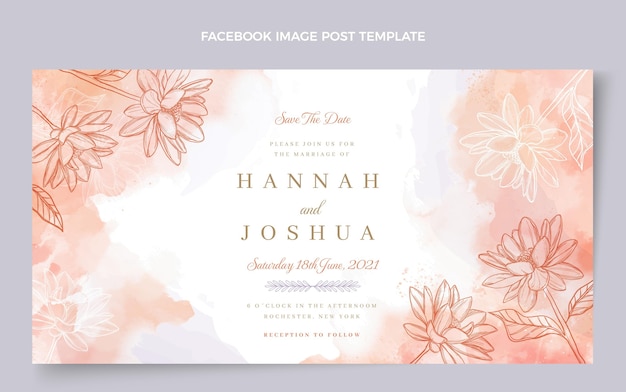 Free vector hand drawn wedding facebook post