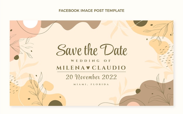 Vettore gratuito post di facebook di matrimonio disegnato a mano