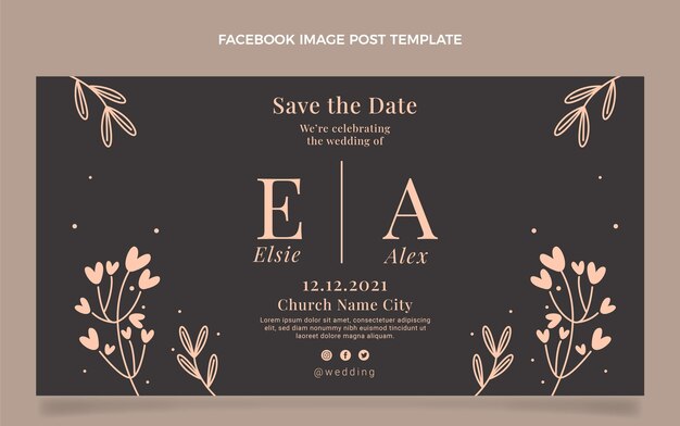 Hand drawn wedding facebook post