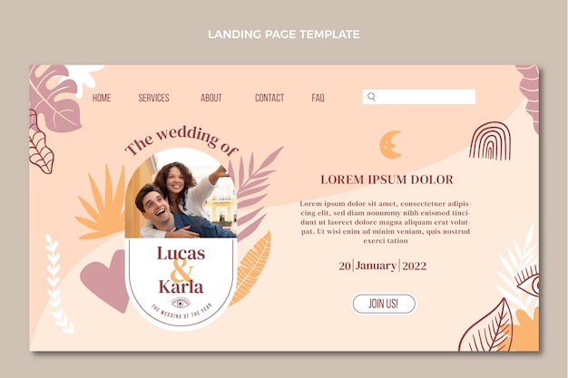 Free vector hand drawn wedding floral landing page