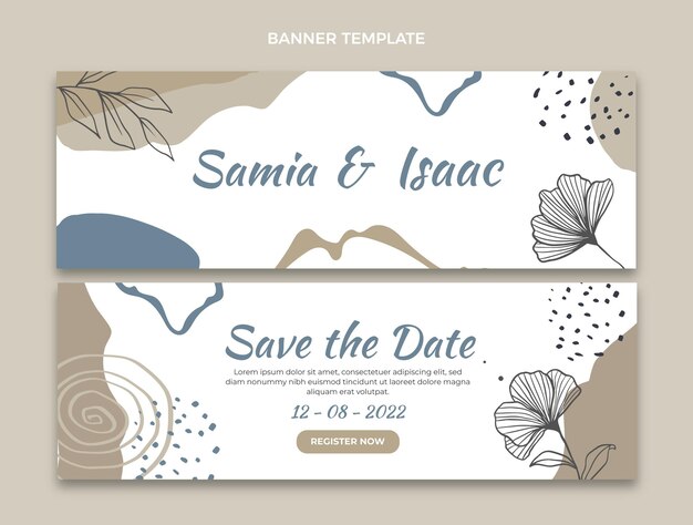 Hand drawn wedding horizontal banners