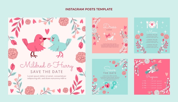 Hand drawn wedding instagram post