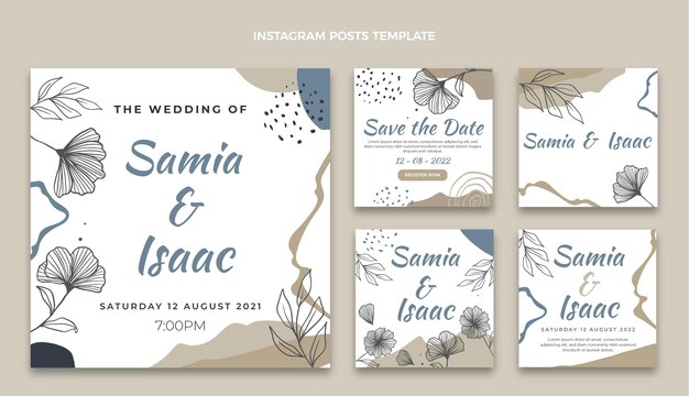 Hand drawn wedding instagram posts