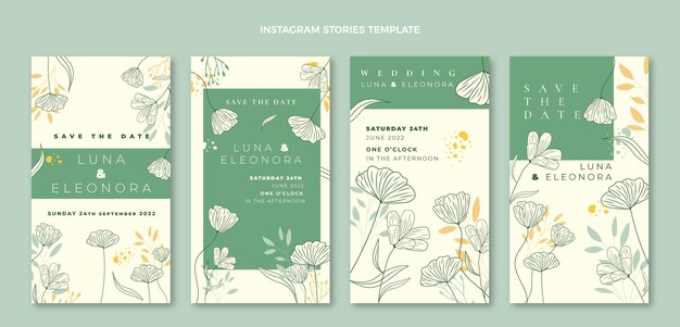 Коллекция рисованной свадебных историй instagram
