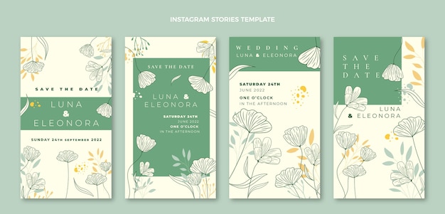 Hand drawn wedding instagram stories collection