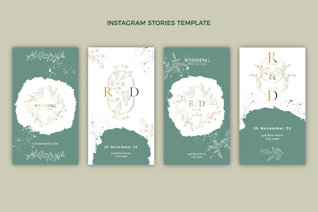 Hand drawn wedding instagram stories collection