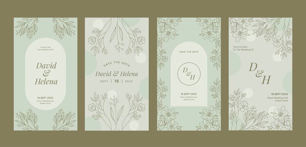 Hand drawn wedding instagram stories template design