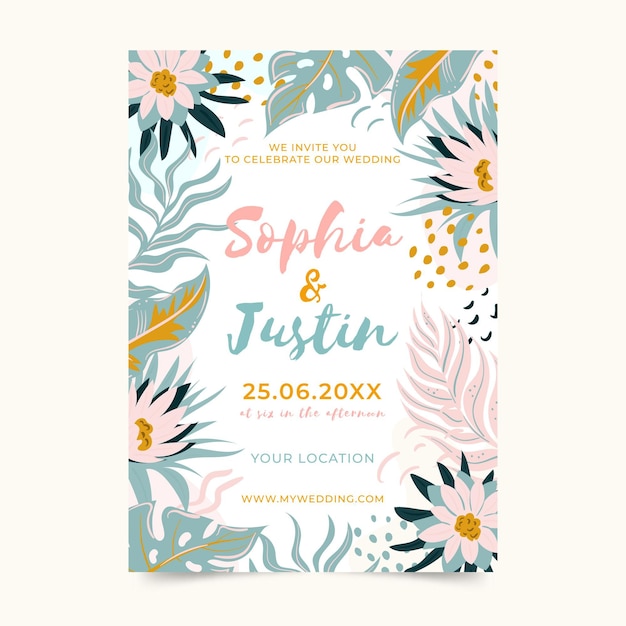 Hand drawn wedding invitation template