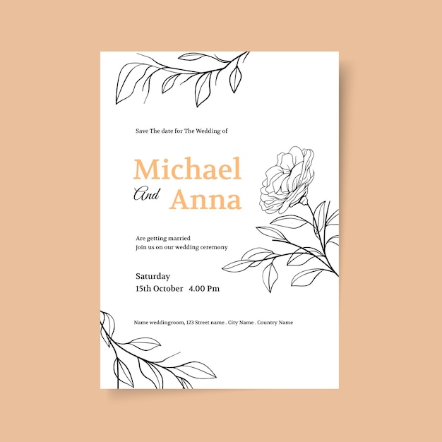 Hand drawn wedding invitation template