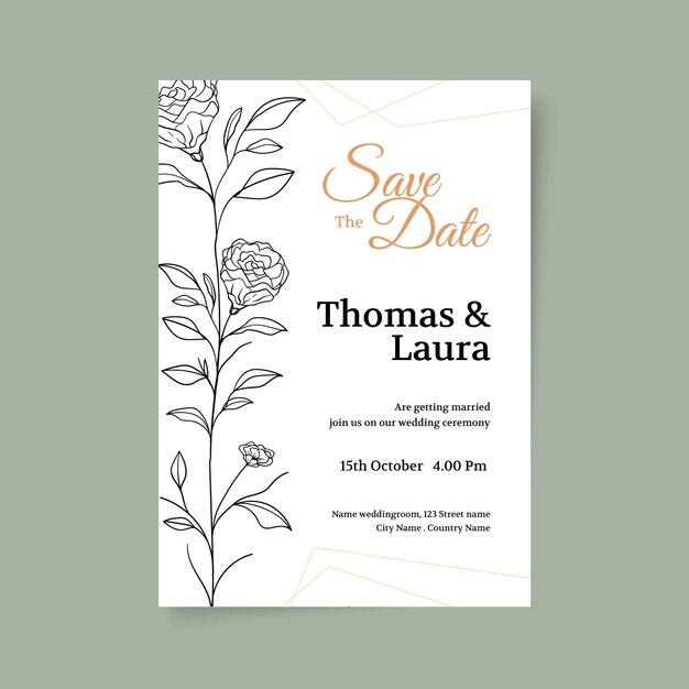 Hand drawn wedding invitation template