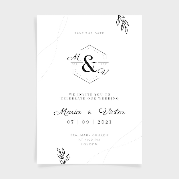 Free vector hand drawn wedding invitation template