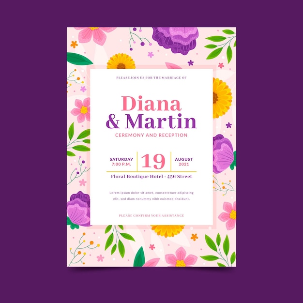 Hand drawn wedding invitation template