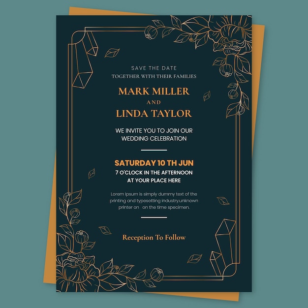 Hand drawn wedding invitation template