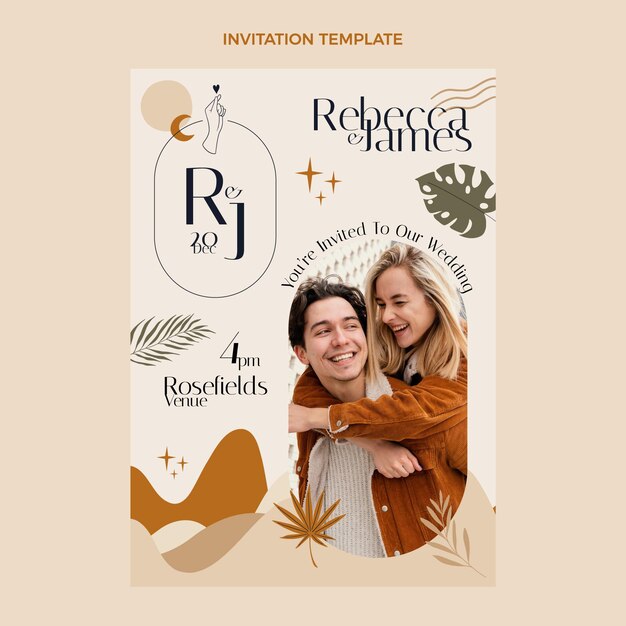 hand drawn wedding invitation template