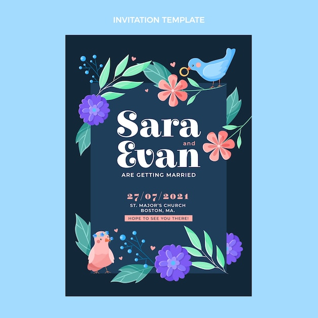 Free vector hand drawn wedding invitation template