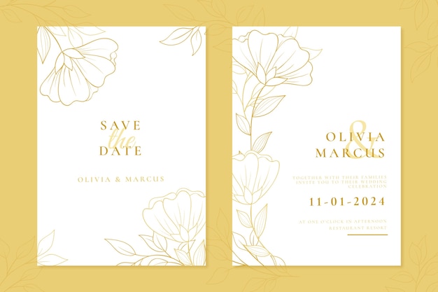 Free vector hand drawn wedding invitation template