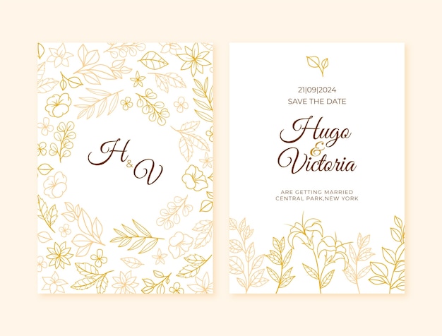 Free vector hand drawn wedding invitation template