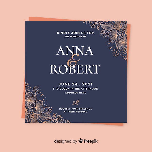 Hand drawn wedding invitation template