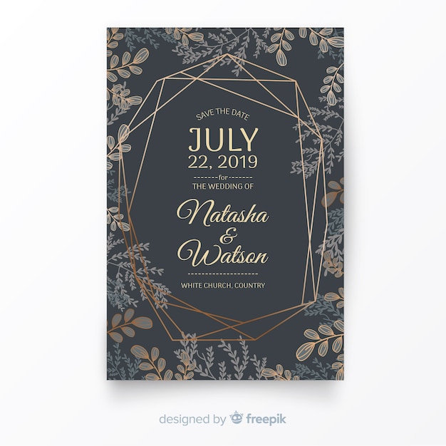 Hand drawn wedding invitation template