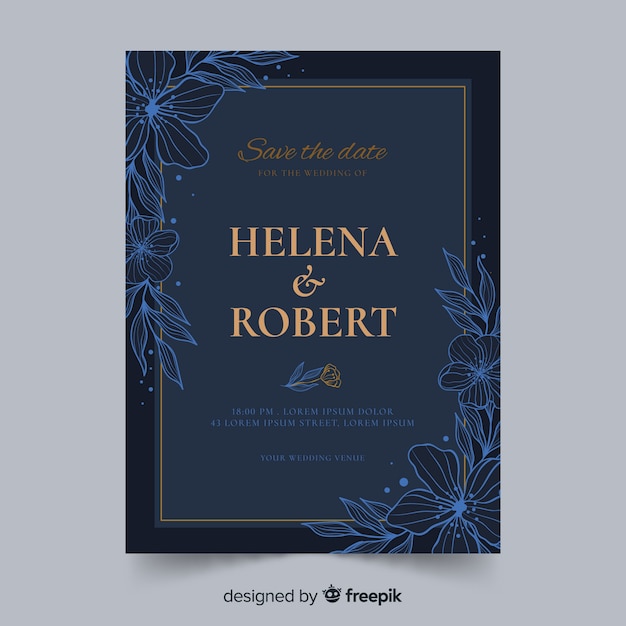 Hand drawn wedding invitation template