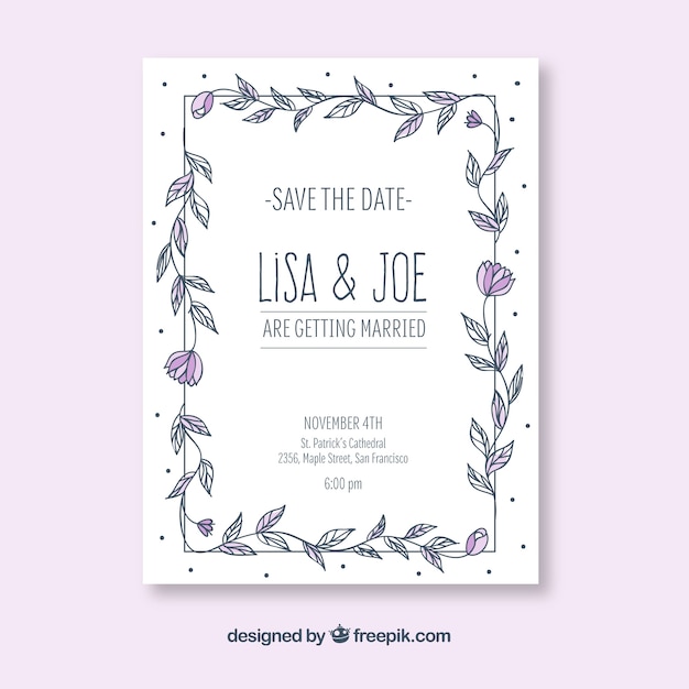 Приглашение на свадьбу с цветочным орнаментом