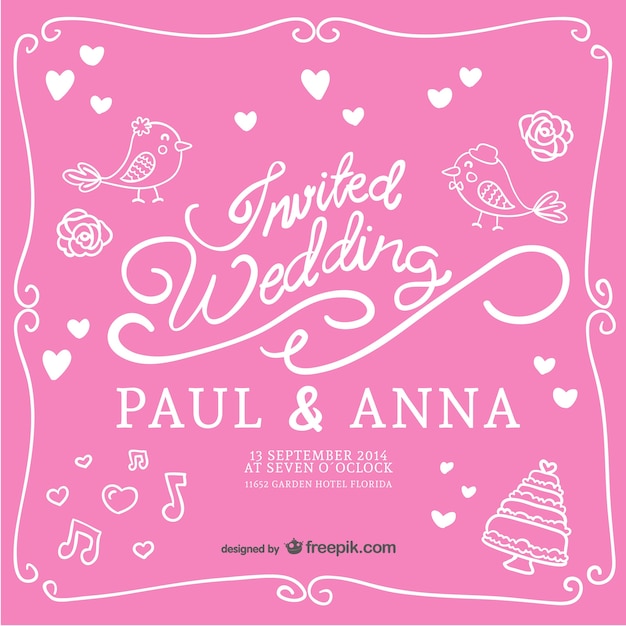 Free vector hand-drawn wedding invitation