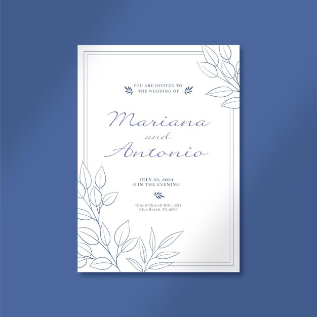 Free vector hand drawn wedding invitation