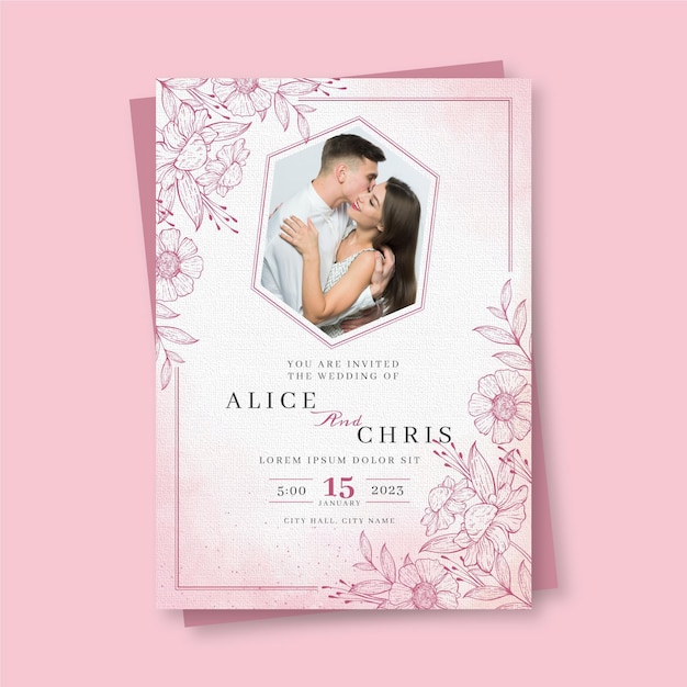 Hand drawn wedding invitation