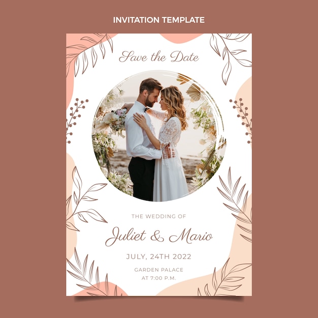 Free vector hand drawn wedding invitation