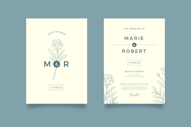 Free vector hand drawn wedding invitation