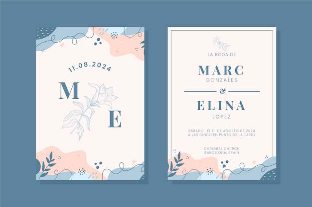 Free vector hand drawn wedding invitations in spanish