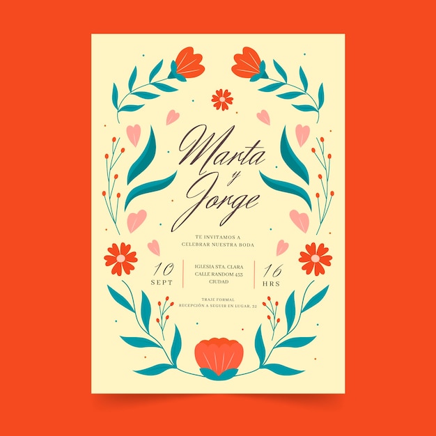 Hand drawn wedding invitations in spanish