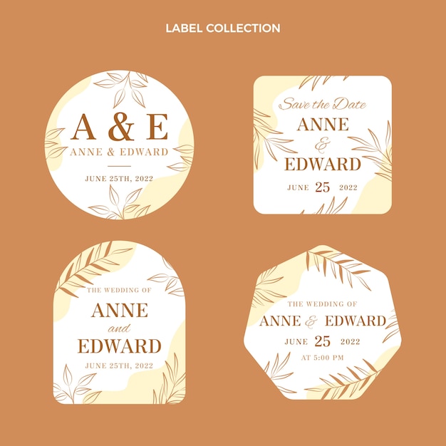 Free vector hand drawn wedding label and badges