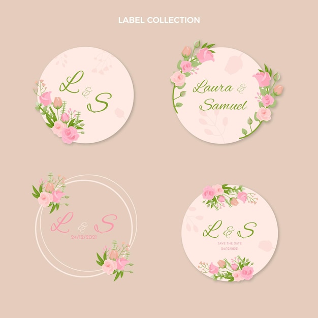 Free vector hand drawn wedding label collection