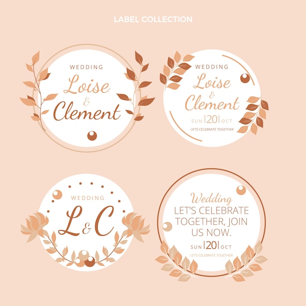 Hand drawn wedding label collection