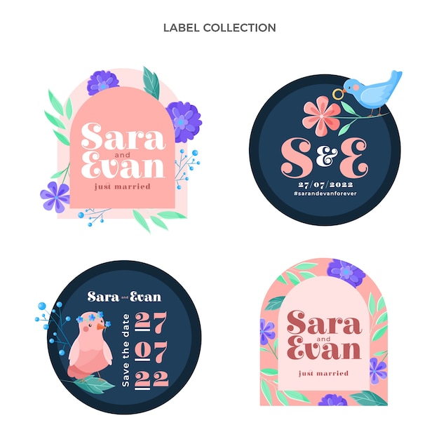 hand drawn wedding label collection