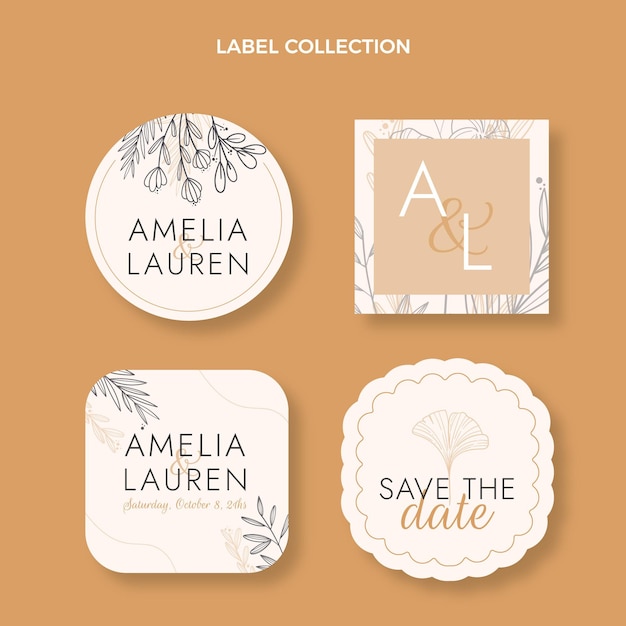 hand drawn wedding label set