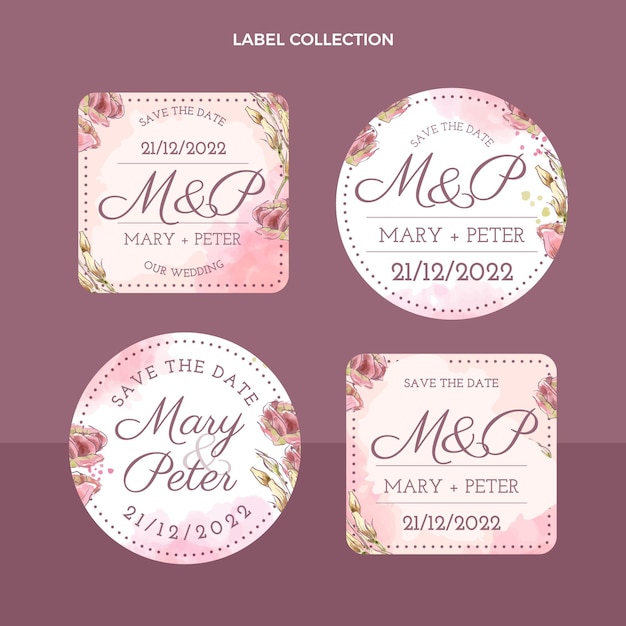 Hand drawn wedding labels collection