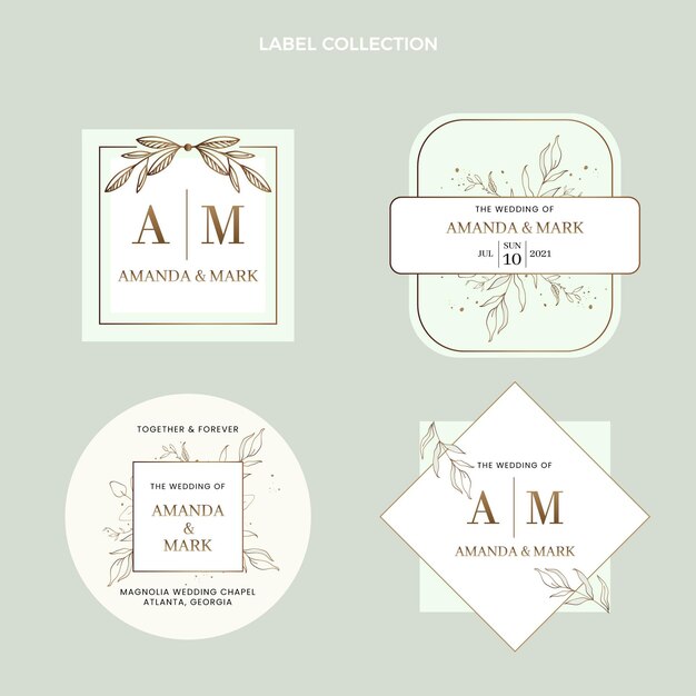 Hand drawn wedding labels collection